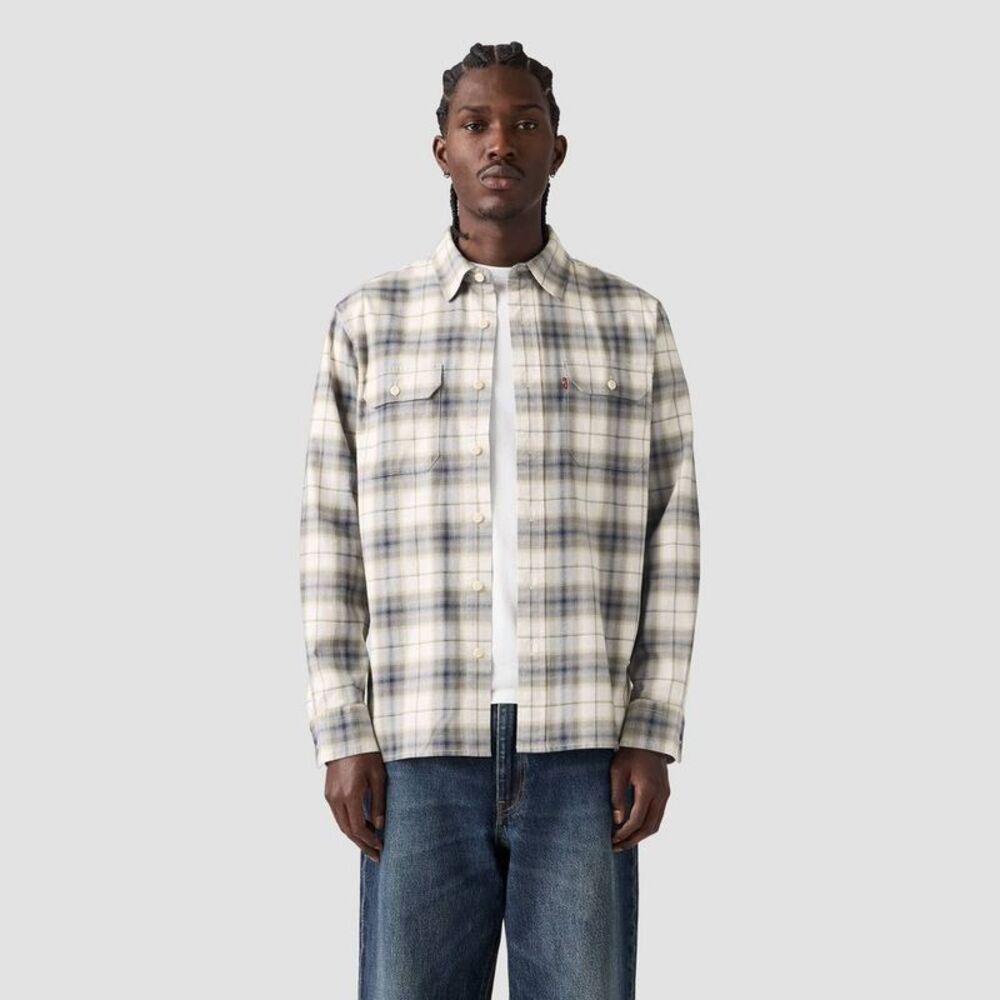 Levi's -  Men's Relaxed Fit Long Sleeve Worker Plaid  Gray